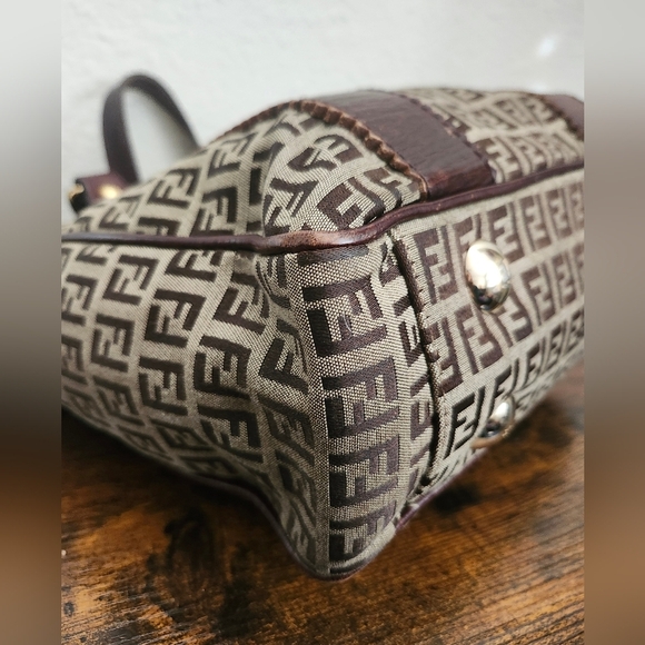 Fendi Brown Zucchino Canvas and Leather Tote - Picture 8 of 14